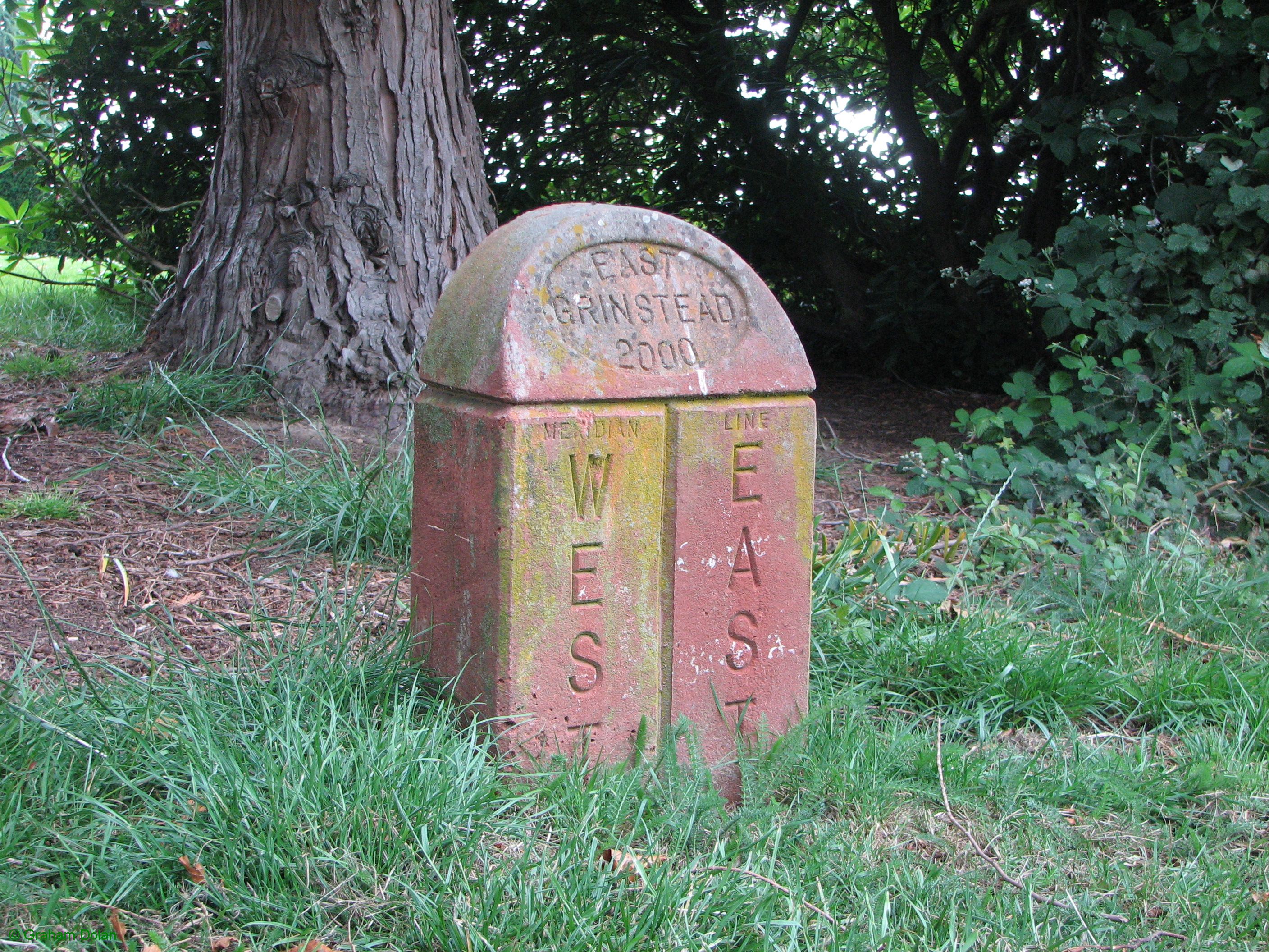 Greenwich Meridian Marker; England; West Sussex; East Grinstead